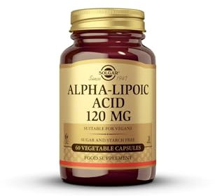 Solgar Ácido Alfa Lipoico 120 mg | Complemento Alimenticio Antioxidante | Ayuda Energía Celular | Sin Gluten | Vegano | 60 Cápsulas Vegetales