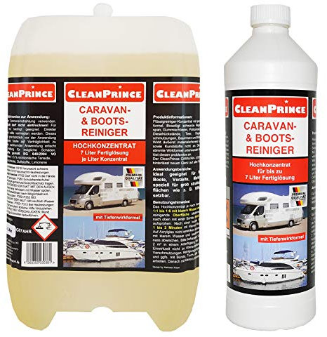 6 x 1 Litro = 6 cleanprince Caravano y Limpiadores de Barco 1000ML Campamento Tienda Producto Limpieza Plástico Toldo Camper Wohnmobilreiniger Autocaravana