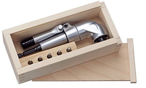 Winkelschraubvorsatz mit E 6, 3 Aufnahme in Holzbox inkl. 5 Bits für TORX®-Schrauben 250-5 TX