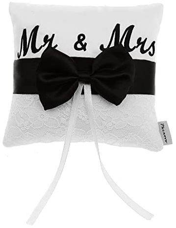 Mr & Mrs Porte Anneau Oreiller d'Alliance Coussin Art Déco Mariage 15cm