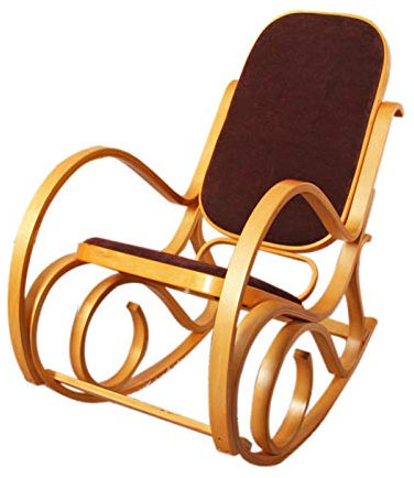 Mendler Schaukelstuhl M41, Schwingsessel Fernsehsessel, Massiv-Holz - Eiche-Optik, Stoff/Textil Dunkelbraun