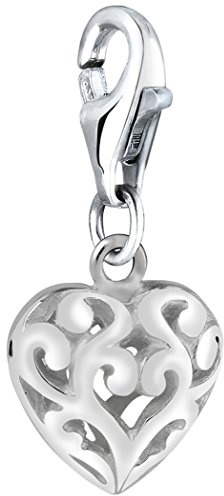 Nenalina Herz Karabiner Charm Anhänger für Bettelarmband aus 925 Sterling Silber 713016-000