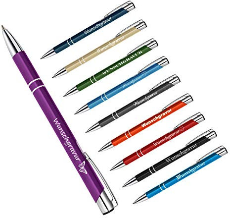 polar-effekt 1 Metall Oleg Kugelschreiber mit Gravur des Namens - Personalisierte Geschenk für Freund Mitbringsel - blau schreibend - Farbe lila