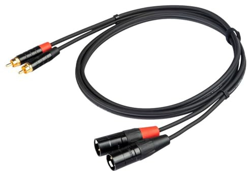 PROEL CHLP330LU15 - Cavo audio professionale ”STEREO” con connessioni 2 X spina RCA Maschio a 2 x spina volante Cannon XLR 3P Maschio, 1,5mt.