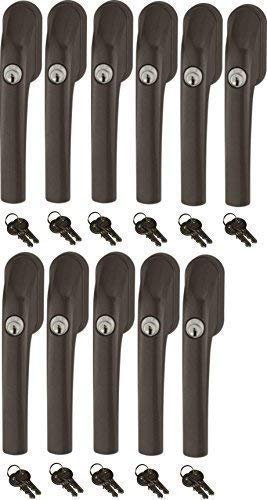 Abus FG300 abschließbarer Fenstergriff, braun, im Set 11 Stück alle gleichschließend mit insgesamt 22 Schlüssel