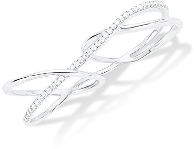 s.Oliver Damen-Ring Doppel-X 2 Finger 925 Silber rhodiniert Zirkonia weiß 201252