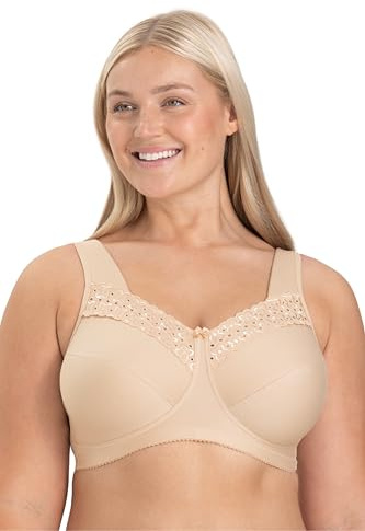 Miss Mary of Sweden : Broderie Anglaise, Soutien-Gorge de Confort en Coton, sans Armature 115B Beige