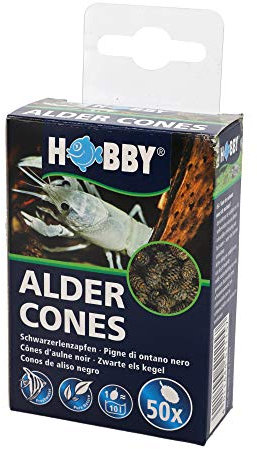 HOBBY Aquaristik Alder Cones I 50 Stück I Schwarzerlenzapfen für Aquarien I Erlenzapfen zur Senkung und Stabilisierung des pH-Wertes I Schutz vor Bakterien und Pilzen I ideal für Süßwasseraquarien
