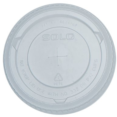 Dart 636TS Clear Lid PET 636 Flat Straw Slot (Case of 500)