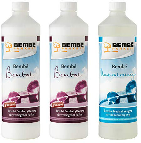 Bembé Pflege-Set für versiegeltes Parkett, Bembal glänzend 2 Liter + Neutralreiniger 1 Liter