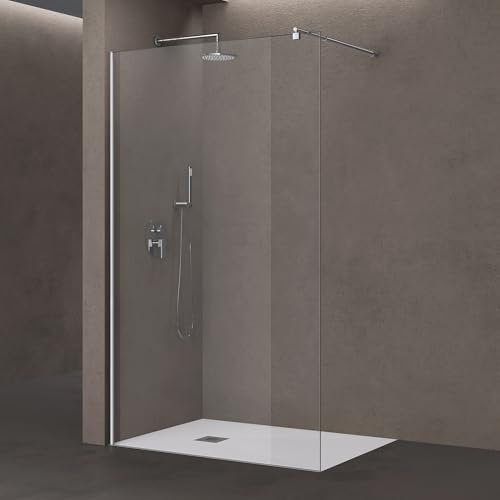 doporro Luxus Duschwand für Dusche Duschabtrennung 100x200cm Walk-In Dusche 10mm ESG-Sicherheitsglas Klarglas inkl. Nanobeschichtung Bremen02K
