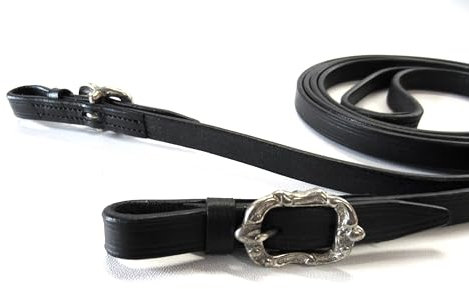 PS Pferdeartikel Lederzügel, geschlossen vernäht, Portugiesisch - Barock Farbe Schwarz mit silbernem Beschlag