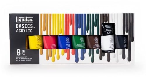 Liquitex BASICS Acrylic Paint Set, 8 x 75ml (2.4-oz) Tube Paint Set