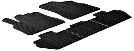 Satz Gummimatten kompatibel mit Citroen Berlingo / Peugeot Partner 2008-2018 (T Profil 5-teilig + Montage-clips), Schwarz