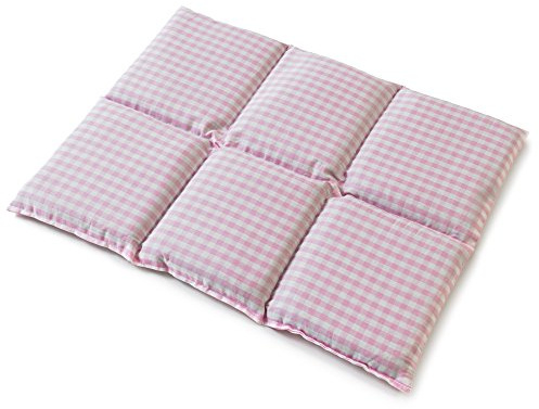 Traubenkernkissen groß 6-Kammer 40x30cm - Bio Stoff rosa-weiß - Wärmekissen Körnerkissen