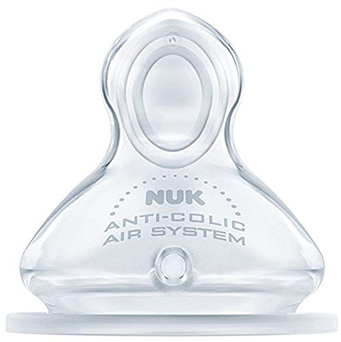 NUK First Choice+ Anti-Colic-Trinksauger Silikon | kiefergerechte NUK Form | Größe 1 (0-6 Monate) M für Milch | 2 Stück