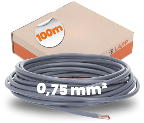 Lapp 100m H05V-K 0,75 mm2 Grau - Flexible Aderleitung & Verdrahtungsleitung | PVC Einzelader Litze nach VDE 0295 für Schaltschrank, Leuchten und Maschinen, feindrähtiges Kupferkabel zur Verdrahtung