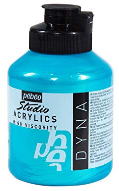 Pébéo - Acrylfarben Fine Studio Acrylics - Blaugrüne Acrylfarbe - Acrylfarbe für Acrylmalerei - Künstlerfarbe - Blau Grüne Farbe Dyna Effekt 500 ml, Bleu Vert Iridescent, 172357