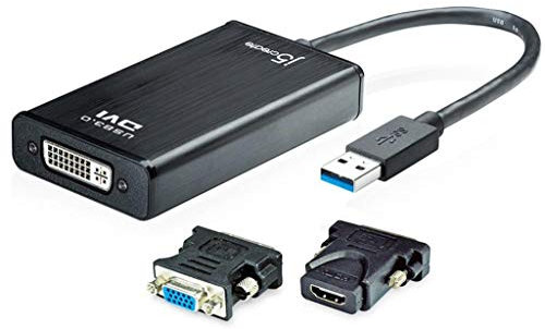 j5create el adaptador de pantalla USB a HDMI / DVI / VGA JUA330U 1080p HD / hasta resolución 2048x1152, Mac: 10.6 10.7 10.8 10.9 10.10 / Windows 8.1 8 7 Vista XP Negro