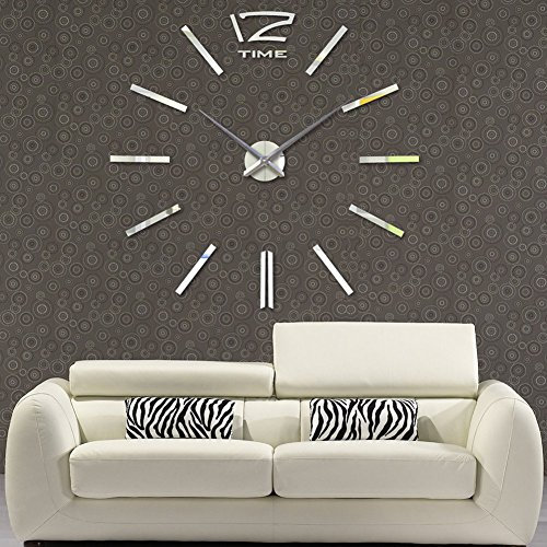 FAS1 - Orologio da Parete 3D, Colore Argento, Grande