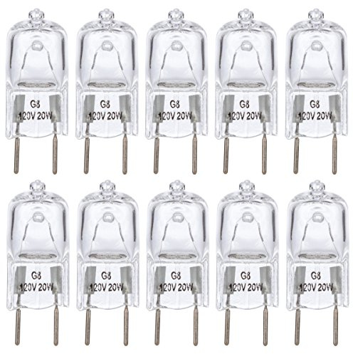 Simba Lighting Halogen Light Bulb G8 T4 20W JCD Bi-Pin (10 Pack) Shorter 1-3/8 (1.38) Length for Under Cabinet Puck Lights, Kitchen Hood, Landscape Lights, Desk Lamps 120V Dimmable, 2700K Warm White
