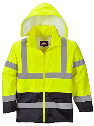 Portwest Klassische Kontrast Warnschutz-Regenjacke, Größe: XXL, Farbe: Gelb/Schwarz, H443YBRXXL