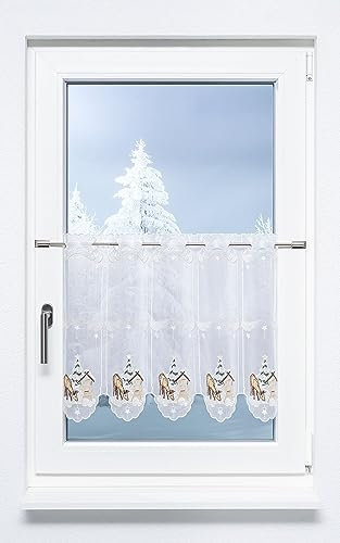 Plauener Spitze Scheibengardine Futterkrippe (Bx H) 243cm * 50cm Braun/terrabraun
