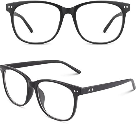 CGID CN81 Damen Herren Styler klassische Nerdbrille Streberbrille Pantobrille 80er Jahre Klarglas Fashion Oversized Nerd Geek Style, Matte Schwarz, 55