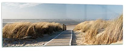 Vidrios decorativos 160x50cm Cuadro Sobre Vidrio Moderno Playa mar pasarela orilla Grande XXL Cocina Cuadros Pared Impresiones Decoracion Salon Impresión en Cristal Wall Art Prints GAB160x50-2657