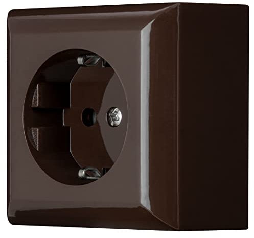 REV Aufputzsteckdose PlanoLuxe - Schuko Steckdose Aufputz, 1-fach, braun