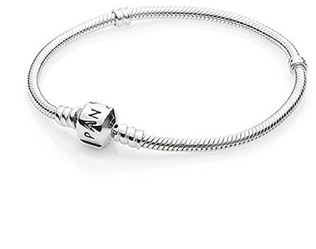 PANDORA Moments Schlangen-Gliederarmband mit Zylinderverschluss aus Sterling-Silber, kompatibel mit Charms und Anhängern aus der Moments Kollektion, Größe: 15cm