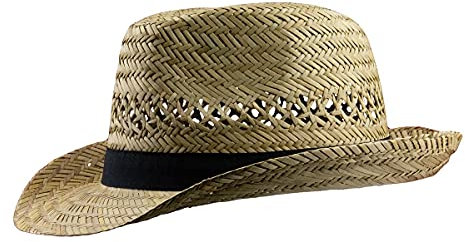Black Jungle Varadero Strohhut Natur Sommerhut Strohhüte Havanna Hut Unisex Bogart Fedorahut (58)