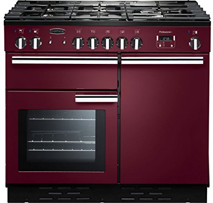 Rangemaster Professional Plus PROP100DFFCY/C 100cm wide Dual Fuel Range Cooker with Gas Hob - Cranberry - A/A Rated
