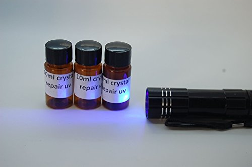 30ML CRYSTAL REPAIR UV RESIN, GLUE FOR REPAIRING GLASS, METAL, FURNITURE, WATCH, MULTI PURPOSE + 9 LED TORCH