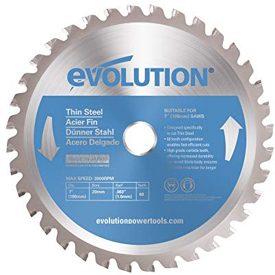 Evolution Power Tools 180BLADETS dünne Stahlschneideklinge, 17,8 cm x 68 Zähne, Blau