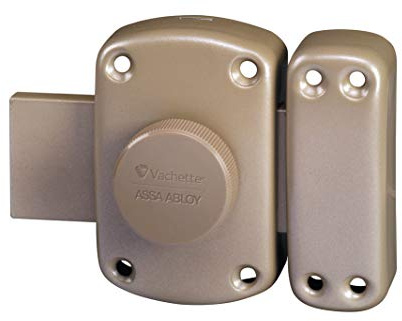 Vachette Verrou de porte Bouton/Cylindre PLUTON - Ouverture à Bouton intérieur, Clé extérieur - Cylindre ø 23 mm, Longueur 45 mm, 5 goupilles - 64200/SC - Anti crochetage - 3 clés