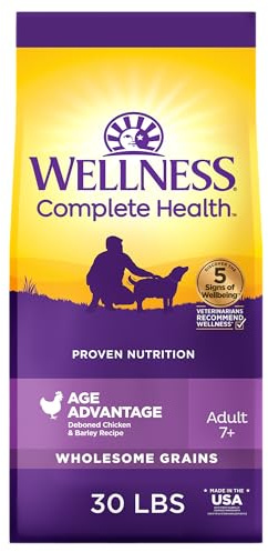 Wellness Complete Health Age Advantage Senior Dry Dog Food, Wholesome Grain Kibble, Natural, Chicken and Barley Recipe, 30 lb Bag