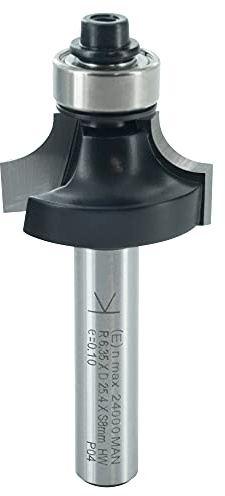 ENT 14290 avrundningsfräs Skaft (S) 8 mm, Diameter (D) 25,4 mm, NL 12,7 mm, R 6,35 mm, SL 32 mm, med kullager