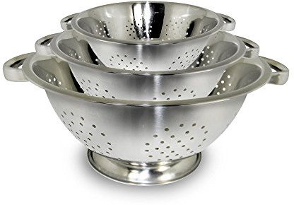 ExcelSteel Colander Set Stainless Steel | Nesting Design | Mirror Polished | Oversized Handles | 1-4 Quart, Set of 3