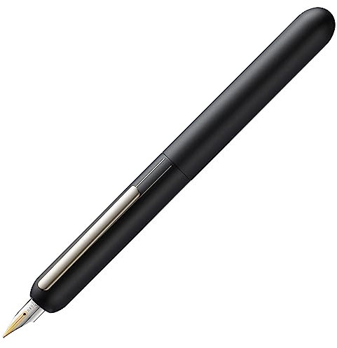 LAMY dialog 3 Füllhalter 074 – faszinierender Füller im mattschwarzen Lack-Finish mit Drehmechanik und mit voll versenkbarer, partiell platinierter 14 kt - Goldfeder – Federstärke B