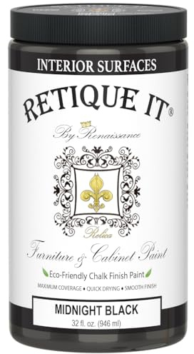 Retique It Chalk Furniture Paint, 32 Fl Oz (Pack of 1), 08 Midnight Black