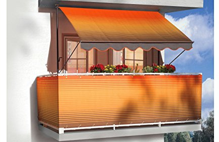 ANGERER Klemmmarkise Exklusiv orange-braun, 400 cm | Markise für Sonnenschutz, Montage ohne Bohren, ideale Balkonmarkise für Mietwohnungen, Made in Germany, waschbarer Stoff