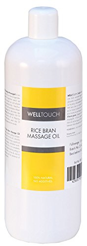 WellTouch Reiskleie Basis-Massageöl, 100% natürlich, 1 Liter-Flasche, Profi-Qualität für Massagepraxis, Physiotherapie, Spa & Wellness-Institut