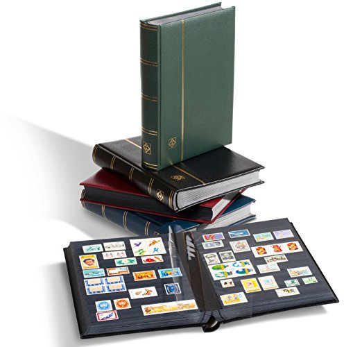 Album de collection de timbres, classeur Premium, DIN A4, 64 pages noires, reliure en cuir rembourrée, bleu