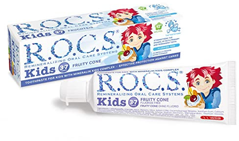 R.O.C.S. - Zahnpasta- Vegane Zahncreme - Kinder - 3 bis 7 Jahr - Fruchteis geschmack - kein Fluorid - Zahncreme - 45 g