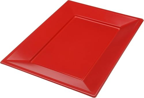 Amscan 997424 - Apple Red Rectangular Plastic Serving Platters - 3 Pack, 23*32 centimeters