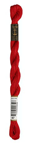 Anchor Perlgarn Stärke 5 4585000-00047 kirschrot Stickgarn, 100 % Baumwolle, 5g Strängchen