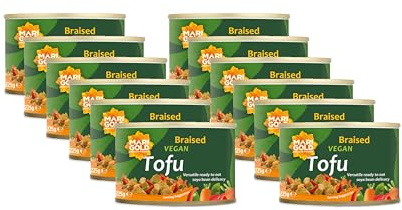 Marigold Braised Vegan Tofu, 225g (Pack of 12) – High Protein, Gluten-Free, Ready-to-Eat, Versatile Plant-Based Soya