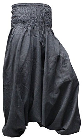 SHOPOHOLIC FASHION enfärgad lös passform haremsbyxor Aladdin hippiebyxor, overall, Svart, en storlek