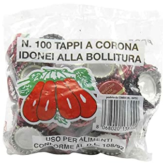 Tappo A Corona In Banda Stagnata. Confezione da 100 Pezzi, Idonei Per La Bollitura, Colori Assortiti